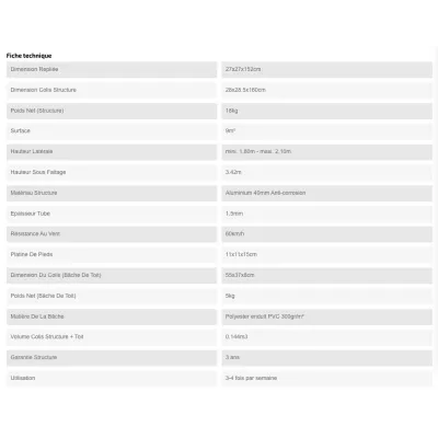 XPTENT - Tonnelle pliante PRO - Alu 45mm 3x3m ● Bâche 450g/m² Étanche