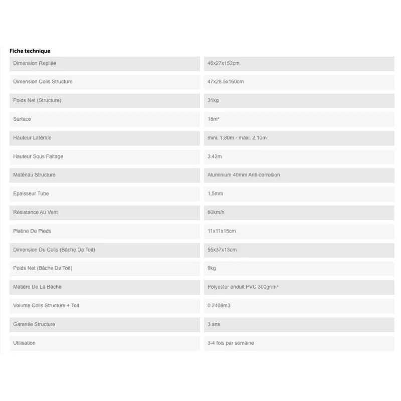 XPTENT - Tonnelle pliante PRO - Alu 45mm 3x6m ● Bâche 450g/m² Étanche polyester pvc