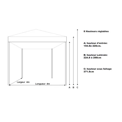 XPTENT - Barnum pliant PRO+ Alu 55mm 4x4m ● Très Solide, Haute Qualité