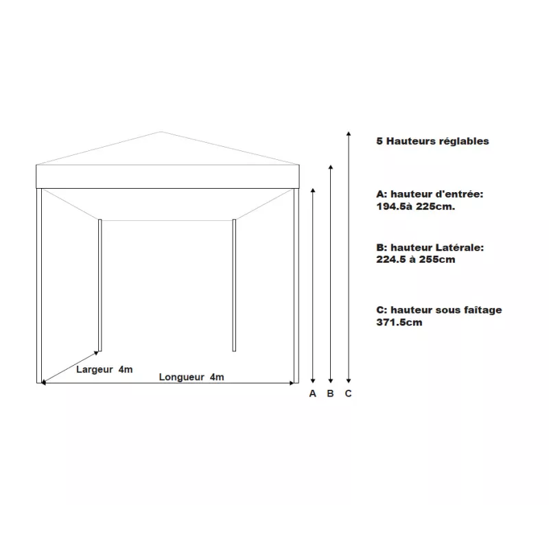 XPTENT - Barnum pliant PRO+ Alu 55mm 4x4m ● Très Solide, Haute Qualité