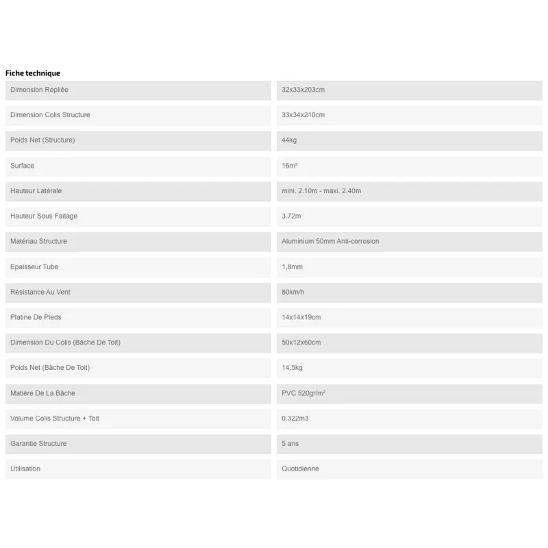 XPTENT - Barnum pliant PRO+ Alu 55mm 4x4m ● Très Solide, Haute Qualité