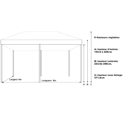 XPTENT - Barnum pliant PRO+ Alu 55mm 4x8m ● Très Solide, Haute Qualité