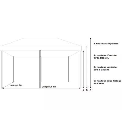 XPTENT - Barnum pliant PRO+ Alu 55mm 3x6m ● Très Solide, Haute Qualité