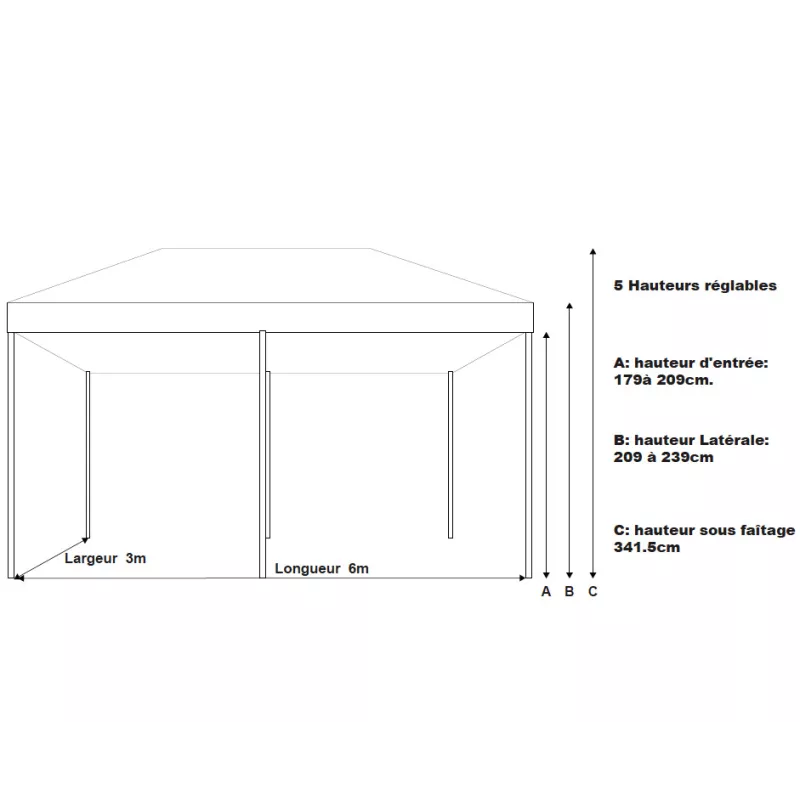 XPTENT - Barnum pliant PRO+ Alu 55mm 3x6m ● Très Solide, Haute Qualité