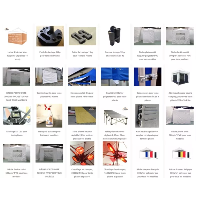 Barnum Acier premium 32 mm 2X2m - toit polyester pvc 380g/m2