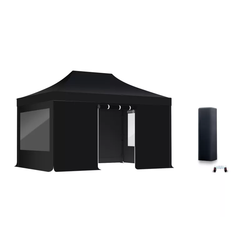 Pack Fenêtres rideaux Barnum pliant Acier premium 32mm 3X4,5m  - XPTENT - toit polyester pvc 450 g/m2