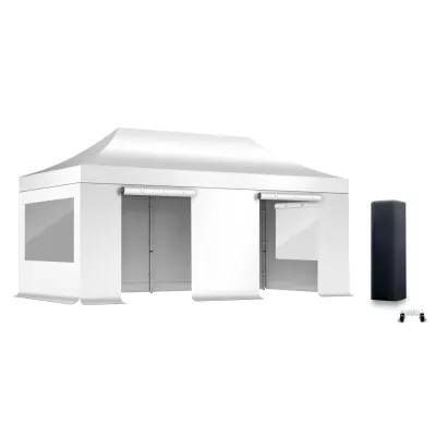 Pack Fenêtres rideaux Barnum pliant Acier premium 32mm 3X6m  - XPTENT - toit polyester pvc 450 g/m2