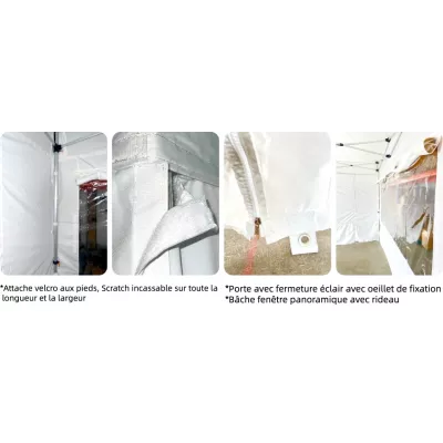 PACK Fenêtres Rideaux Barnum Alu 55mm 4X8m - toit 450 g/m2