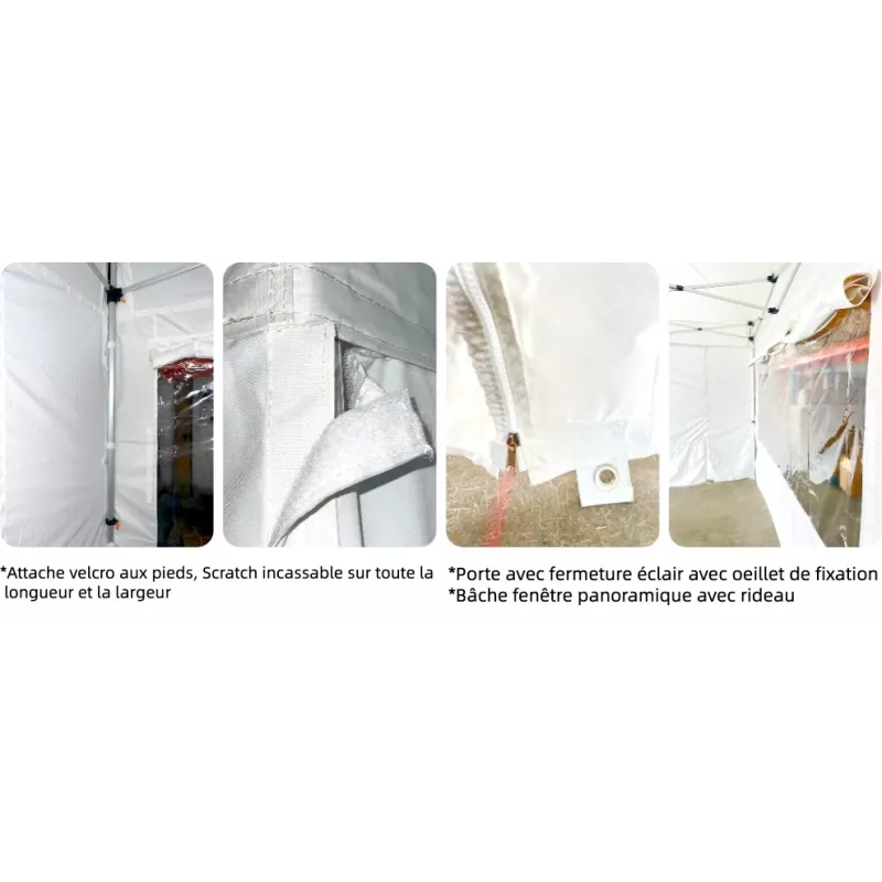 PACK Fenêtres Rideaux Barnum Alu 55mm 4X8m - toit 450 g/m2