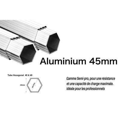 BARNUM PLIANT 3X3 ALUMINIUM EXA 45MM ROUGE AVEC 4 BÂCHES LATÉRALES PVC 350GR