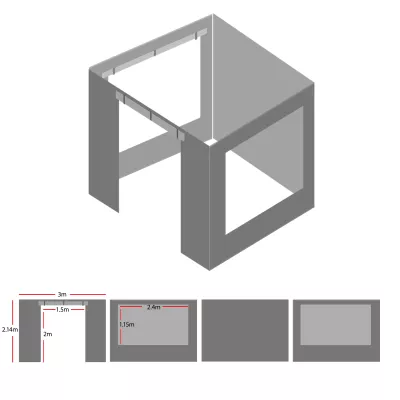 Lot de 4 bâches latérales avec fenêtres rideaux 380gr/m²