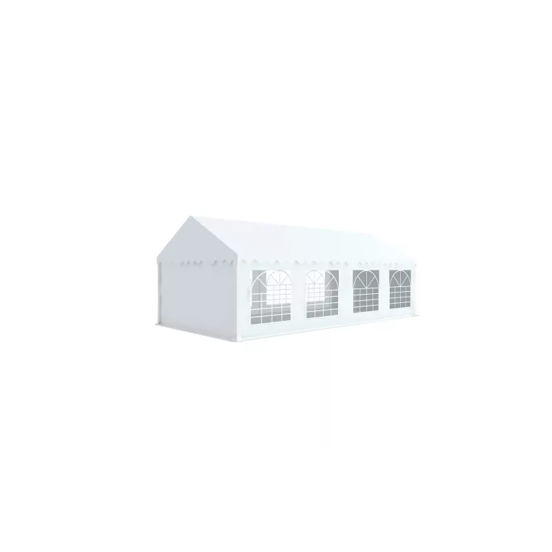 Tente de réception 5x8m avec tubes 38mm, bâche PVC 480g/m² blanche, ignifugée M2 – Idéale pour événements extérieurs