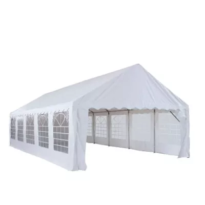 Tente de réception 5x10m avec tubes 38mm, bâche PVC 480g/m² blanche, ignifugée M2 – Idéale pour événements extérieurs