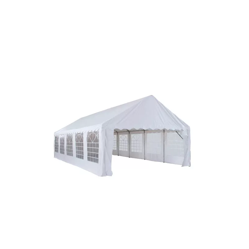 Tente de réception 5x10m avec tubes 38mm, bâche PVC 480g/m² blanche, ignifugée M2 – Idéale pour événements extérieurs