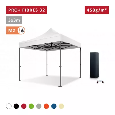 Barnum pro 3x3m Fibres de Verre 32mm - solide - bâche 450g/m2