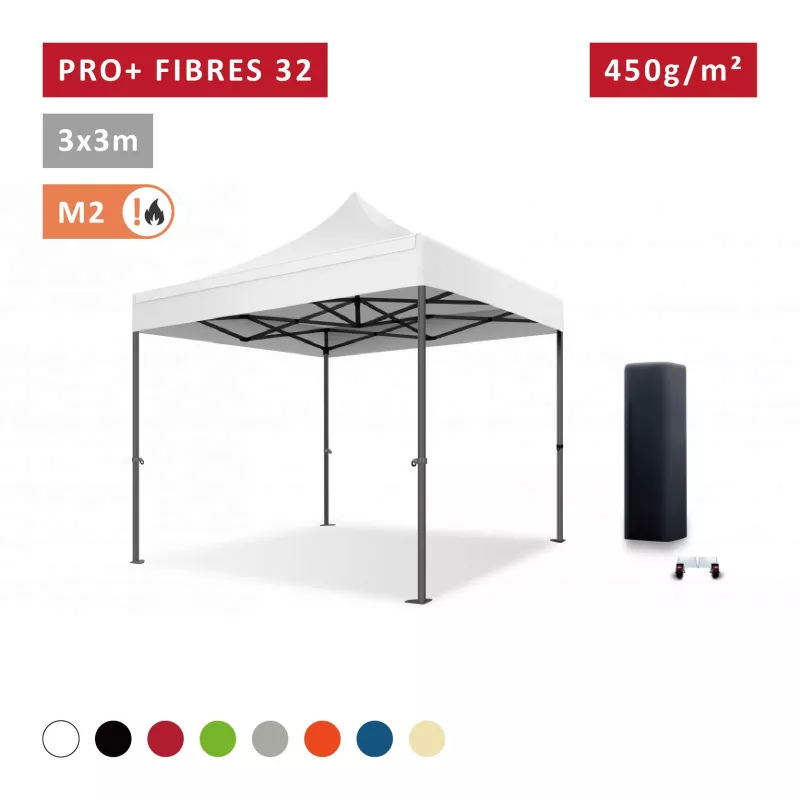 Barnum pro 3x3m Fibres de Verre 32mm - solide - bâche 450g/m2