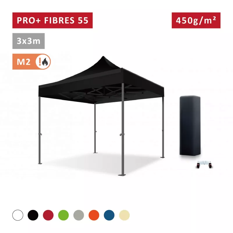 Barnum pro 3x3m Fibres de Verre 32mm - solide - bâche 450g/m2