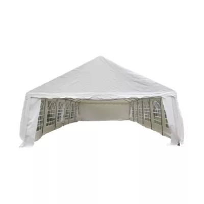 Tente de réception 5x12m avec tubes 38mm, bâche PVC 480g/m² blanche, ignifugée M2 – Idéale pour événements extérieurs