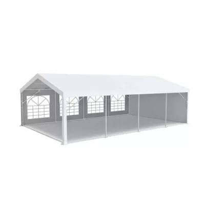 Tente Barnum Pro+ 5x8m, PVC 520g/m², tubes 76mm, blanc ignifugé M2