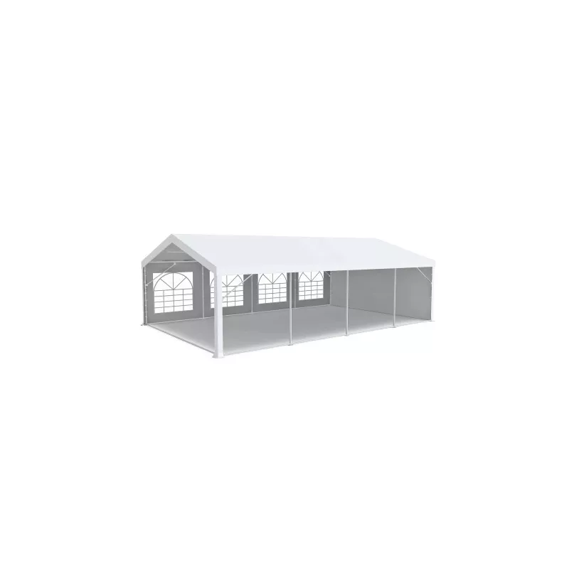 Tente Barnum Pro+ 5x8m, PVC 520g/m², tubes 76mm, blanc ignifugé M2