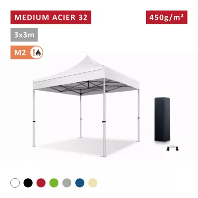Barnum Acier premium 32 mm 3X3m - toit polyester pvc 450 g/m2