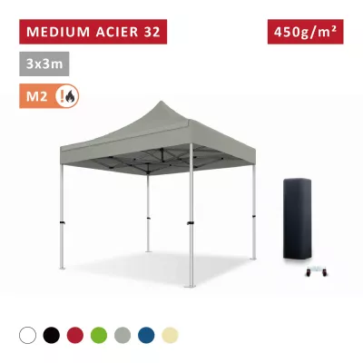 Barnum Acier premium 32 mm 3X3m - toit polyester pvc 450 g/m2