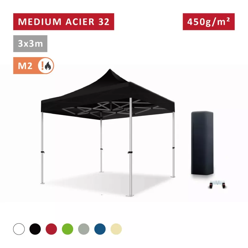 Barnum Acier premium 32 mm 3X3m - toit polyester pvc 450 g/m2