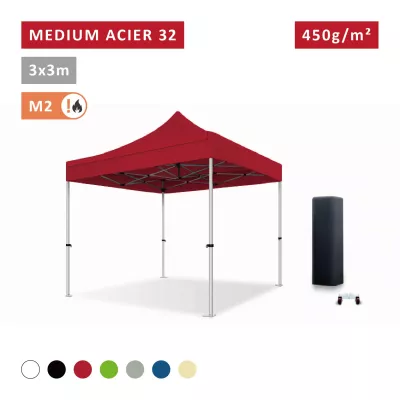 Barnum Acier premium 32 mm 3X3m - toit polyester pvc 450 g/m2