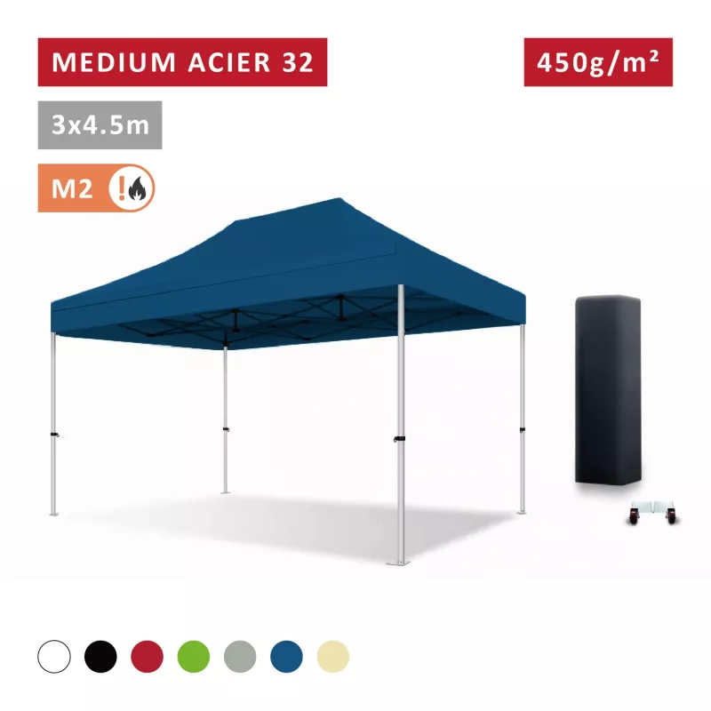 Barnum pliant Acier premium 32 mm 3X4,5m  - XPTENT - toit polyester pvc 450 g/m2