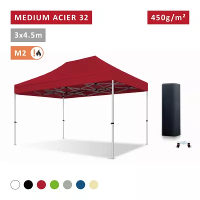 Barnum pliant Acier premium 32 mm 3X4,5m  - XPTENT - toit polyester pvc 450 g/m2