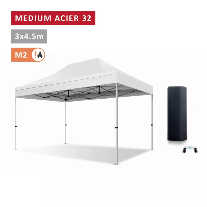 Barnum pliant Acier premium 32 mm 3X4,5m  - XPTENT - toit polyester pvc 450 g/m2