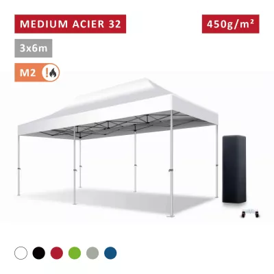 Barnum pliant Acier premium 32 mm 3X6m  - XPTENT - toit polyester pvc 450 g/m2