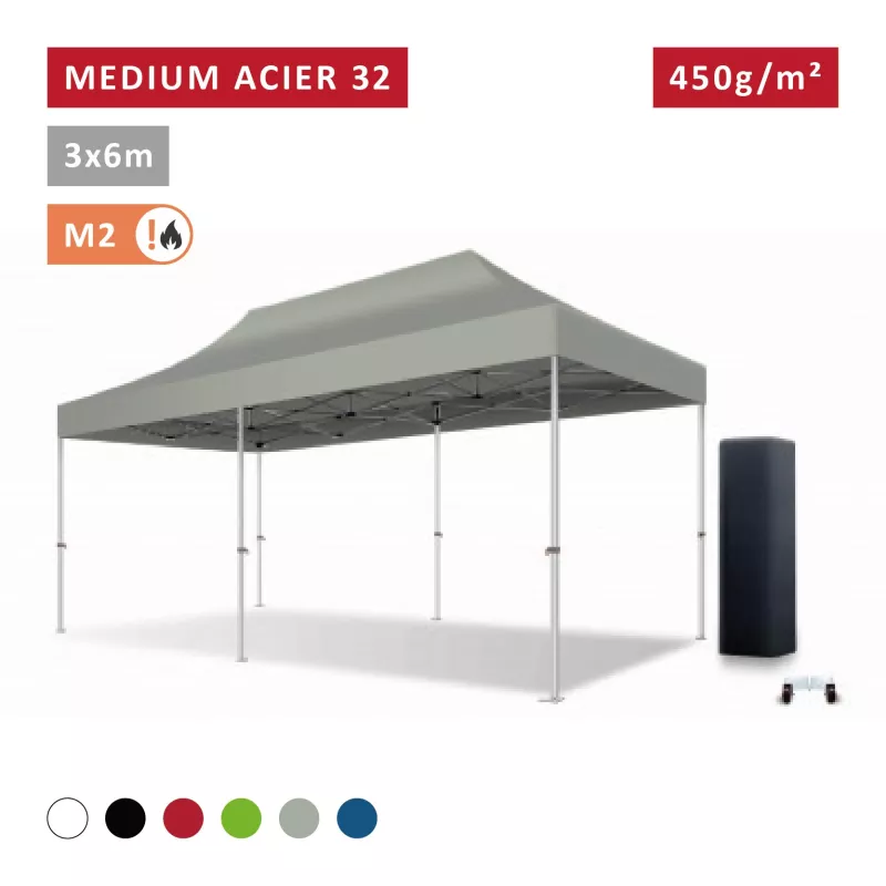 Barnum pliant Acier premium 32 mm 3X6m  - XPTENT - toit polyester pvc 450 g/m2