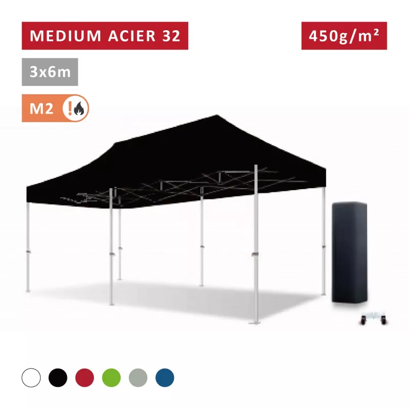Barnum pliant Acier premium 32 mm 3X6m  - XPTENT - toit polyester pvc 450 g/m2