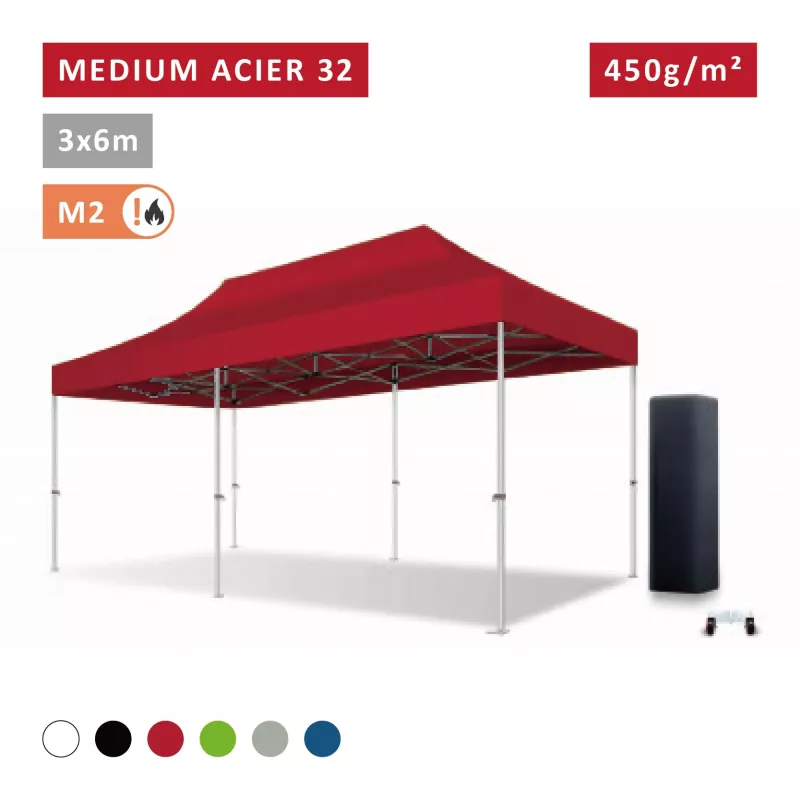 Barnum pliant Acier premium 32 mm 3X6m  - XPTENT - toit polyester pvc 450 g/m2