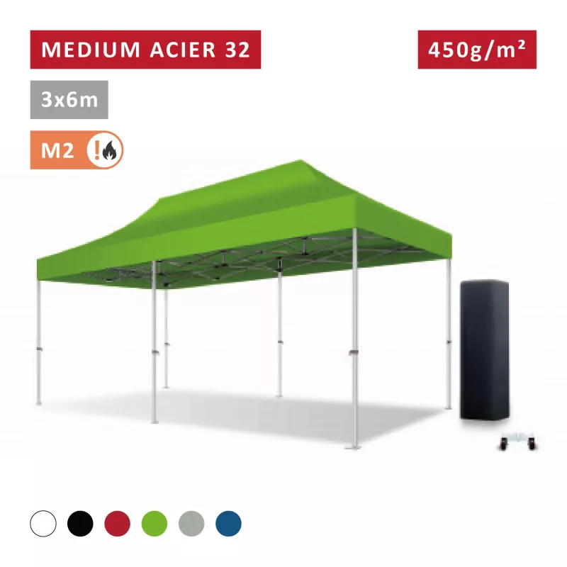 Barnum pliant Acier premium 32 mm 3X6m  - XPTENT - toit polyester pvc 450 g/m2