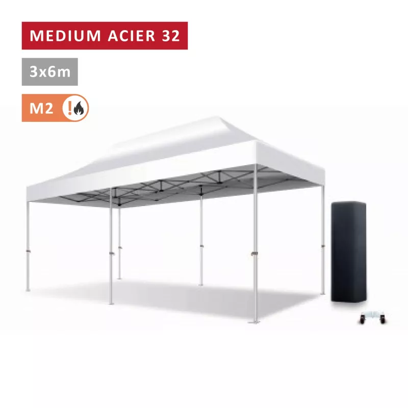 Barnum pliant Acier premium 32 mm 3X6m  - XPTENT - toit polyester pvc 450 g/m2