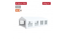 Tente de réception PRO 5x8m, PVC 500g/m², tubes 50mm, blanc ignifugé M2 – chapiteau résistant pour événements extérieurs
