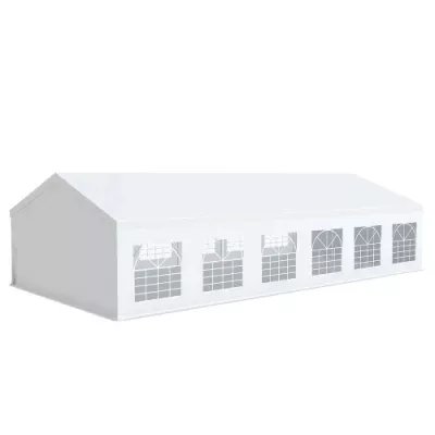 Tente Barnum Pro+ 6x12m, PVC 520g/m², tubes 76mm, blanc ignifugé M2