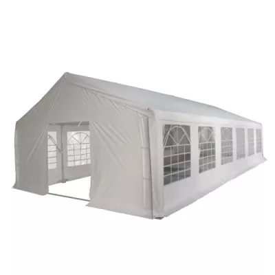 Tente Barnum Pro+ 6x12m, PVC 520g/m², tubes 76mm, blanc ignifugé M2