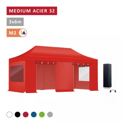 Pack Fenêtres rideaux Barnum pliant Acier premium 32mm 3X6m  - XPTENT - toit polyester pvc 450 g/m2