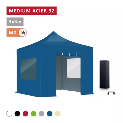 Pack Fenêtres rideaux Barnum pliant Acier premium 32mm 3X3m  - XPTENT - toit polyester pvc 450 g/m2