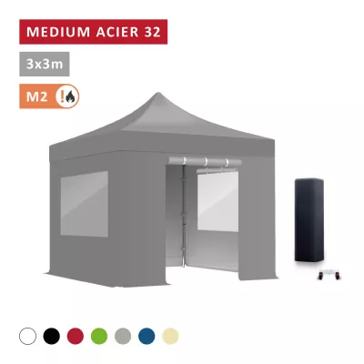 Pack Fenêtres rideaux Barnum pliant Acier premium 32mm 3X3m  - XPTENT - toit polyester pvc 450 g/m2