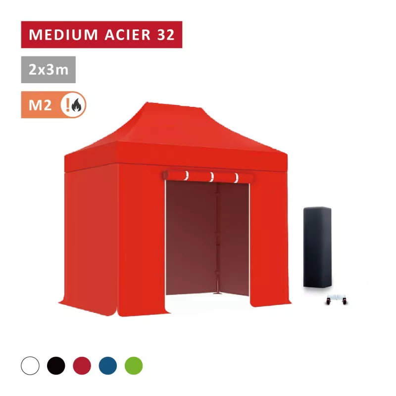 Pack Barnum pliant Acier premium 32 mm 2X3m  - XPTENT - toit polyester pvc 450 g/m2