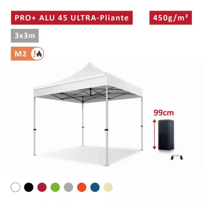 Barnum Alu 45mm ULTRA-pliante - 3x3 - Pro - Tonnelle - Barnum, Étanche, M2 - toit polyester pvc 450g/m2