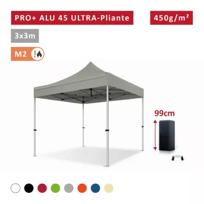 Barnum Alu 45mm ULTRA-pliante - 3x3 - Pro - Tonnelle - Barnum, Étanche, M2 - toit polyester pvc 450g/m2