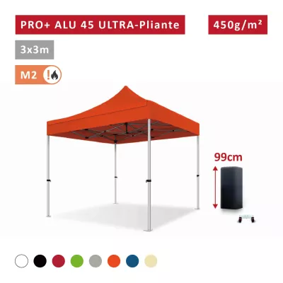 Barnum Alu 45mm ULTRA-pliante - 3x3 - Pro - Tonnelle - Barnum, Étanche, M2 - toit polyester pvc 450g/m2
