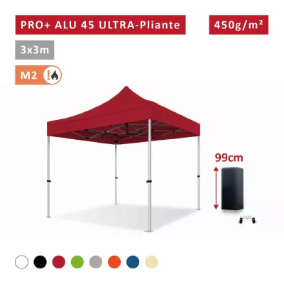 Barnum Alu 45mm ULTRA-pliante - 3x3 - Pro - Tonnelle - Barnum, Étanche, M2 - toit polyester pvc 450g/m2