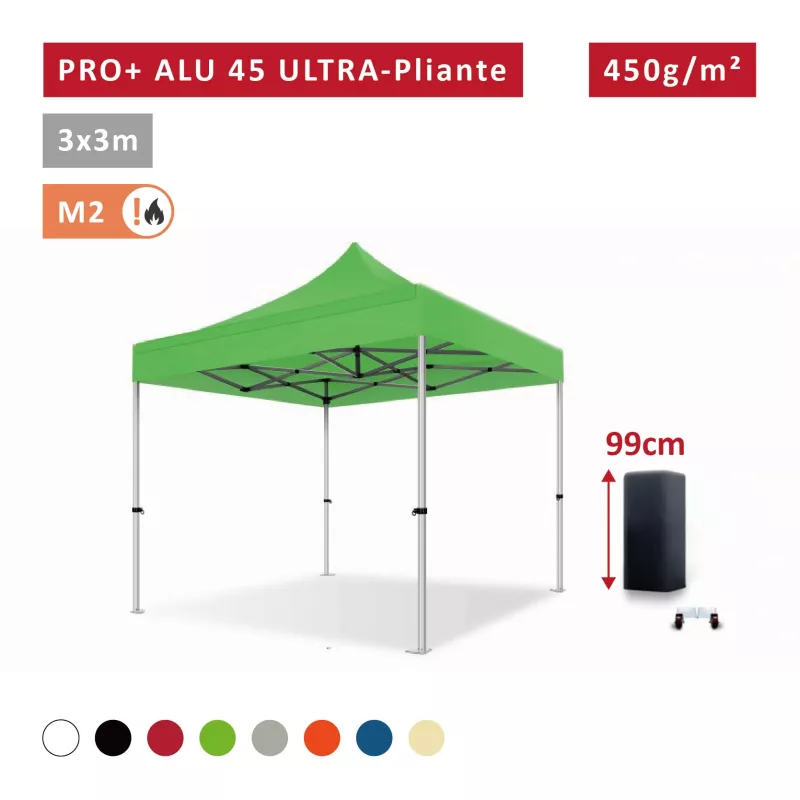 Barnum Alu 45mm ULTRA-pliante - 3x3 - Pro - Tonnelle - Barnum, Étanche, M2 - toit polyester pvc 450g/m2