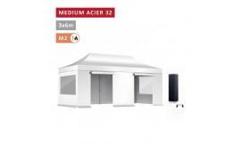 Pack Fenêtres rideaux Barnum pliant Acier premium 32mm 3X6m  - XPTENT - toit polyester pvc 450 g/m2